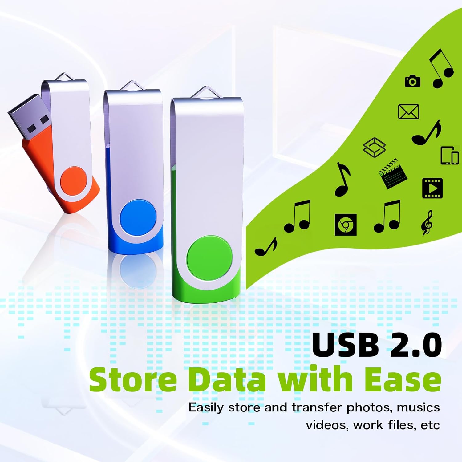 Wooolken USB Stick 2GB 2.0 - Set van 2 Geheugensticks in Zwart en Groen - USB Flash Drive voor PC, Laptop, Smart TV en Auto - Hoogwaardige Dataopslag