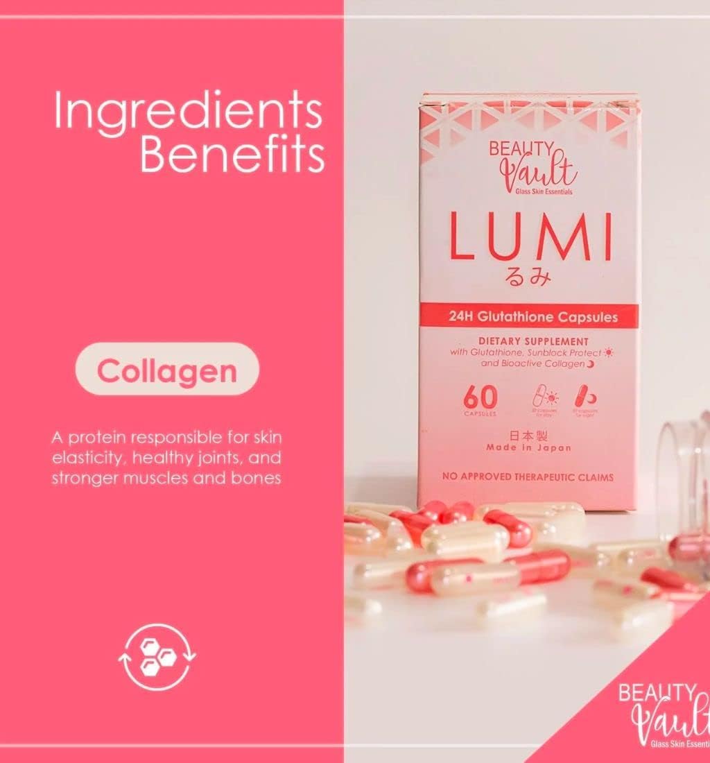beauty vault glutathione Lumi 24H Capsules, 60 Capsules janoshik-tested BPC BPC 157 Peptide Quantity:1 L