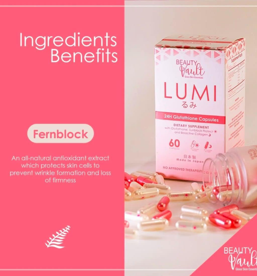 beauty vault glutathione Lumi 24H Capsules, 60 Capsules Telomeres and Aging | Weight:100 g (3.53 oz) syringes