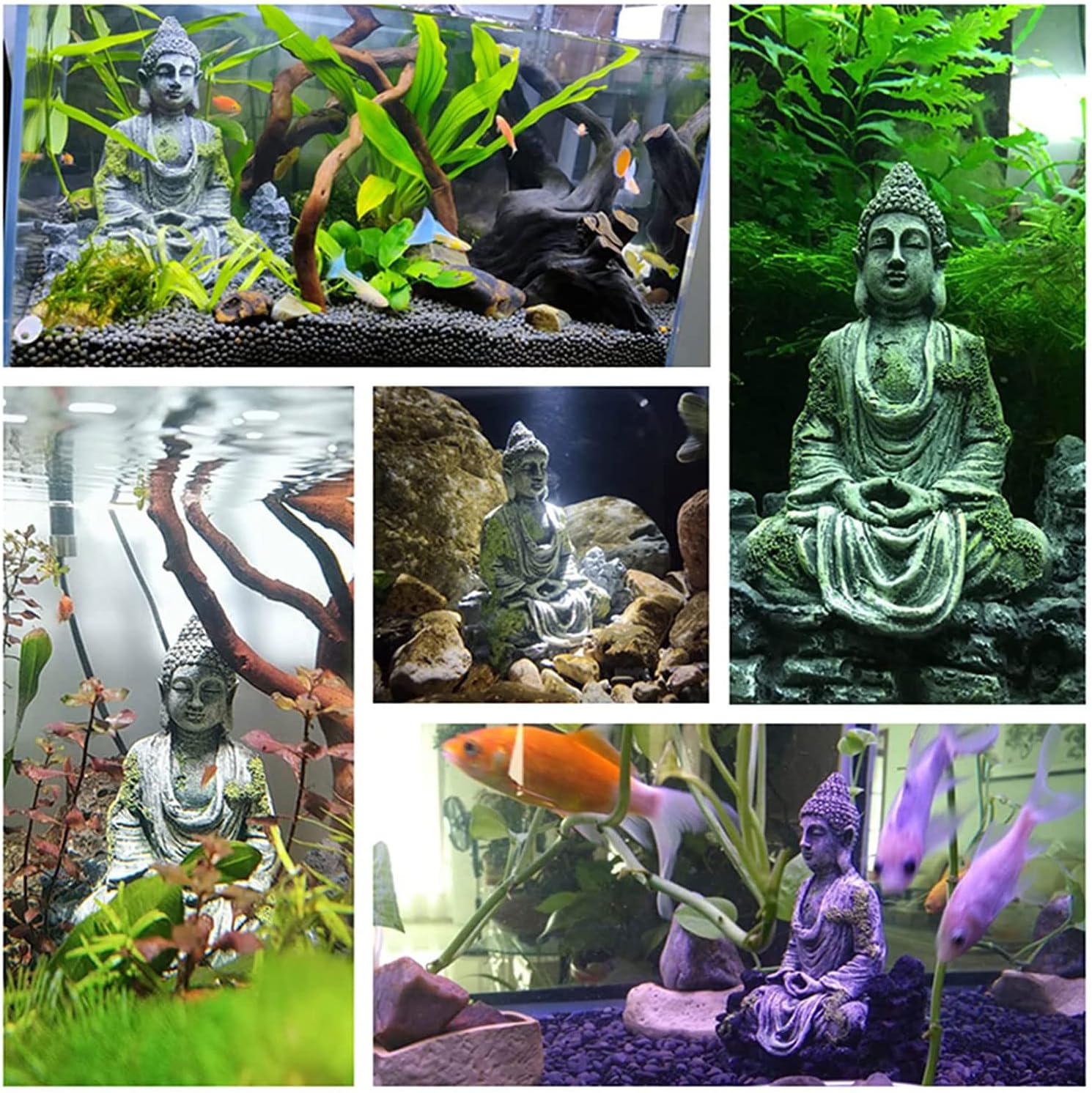 buddha fish tank accessories PINVNBY Aquarium Head Statue Decorations,Fish Resin Large Buddha Sculpture Ornament,Betta Hideout Cave Sleep Rest Play for Small Shrimp Lizard Gecko Small Reptile(3 Pack) : Pet Supplies Fish Color Betta Fish Buddha Aquarium Decoration
